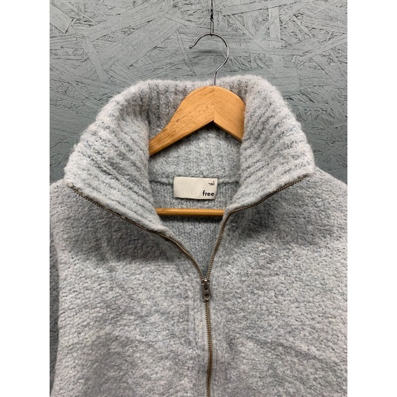 🤍 Aritzia Wilfred Free Marilyn Large Alpaca Knit Zip Sweater Blue/Gray L 🤍 - Picture 2 of 9